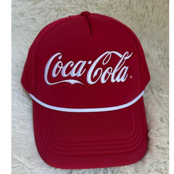 Coca-Cola x Forever 21 Red Trucker Hat Snapback Mesh Cap Unisex One Size - Picture 1 of 9